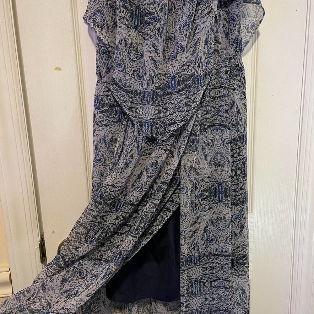 Bcbgeneration Blue Patterned Maxi Dress Sheer Ski… - image 3